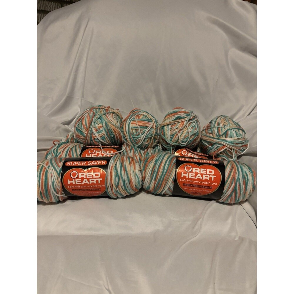 Lot of 6 Skeins & 4 Balls Red Heart Super Saver Yarn 397 Coral Fizz